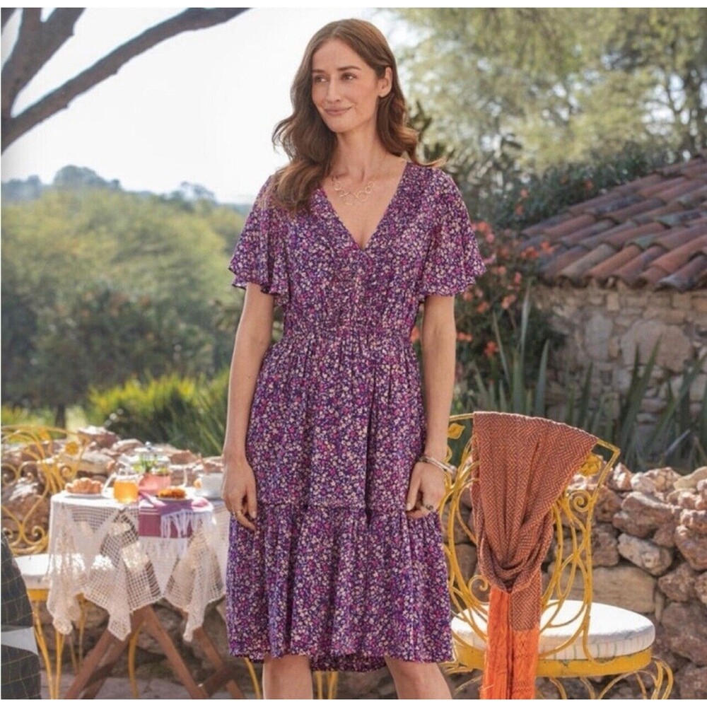 Sundance Mulberry Crepe Boho Dress Size 2XL XXL Flutter Sleeve Floral NEW W TAG